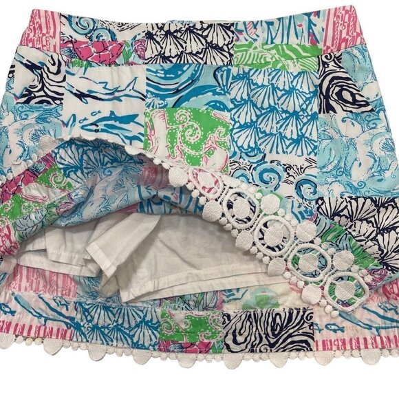 LILLY PULITZER‎ Sea Life Skort Size 4 Multicolor Mini Pockets Venice Lace #80502 - Picture 3 of 15
